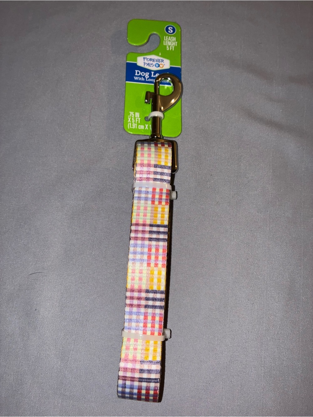 Forever Pals Pastel Plaid Dog Leash with Pink, Yellow, Blue and Purple